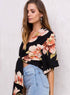 Blouse Style V-Neck Tie Bow Top